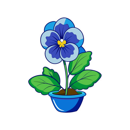 Bold Blue Pond Pansy Houseplant Graphicのイラスト素材