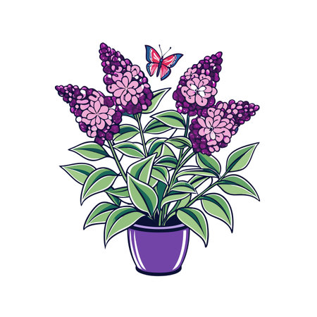 Creative Butterfly Bush Houseplant Illustrationのイラスト素材