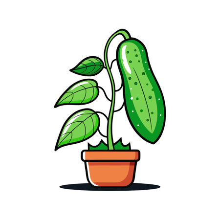 Stylish Cucumber Plant Houseplant Artのイラスト素材