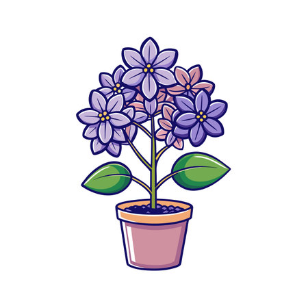 Stylish Dwarf Lilac Houseplant Illustrationのイラスト素材