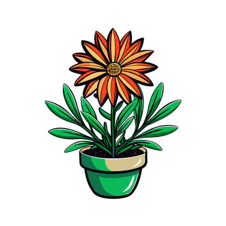 Elegant Gazania Rigens Plant Designのイラスト素材