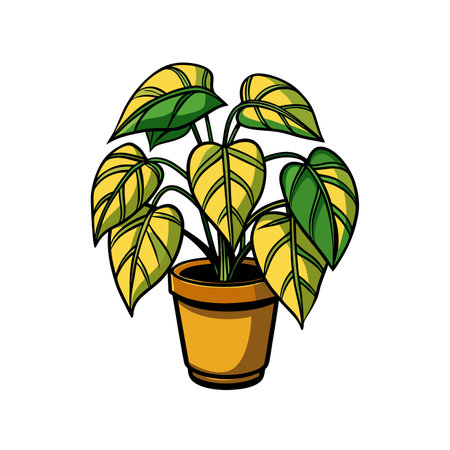 Creative Golden Pothos Design for Home Interiorsのイラスト素材