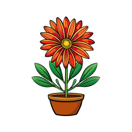 Stylish Gazania Houseplant Illustrationのイラスト素材