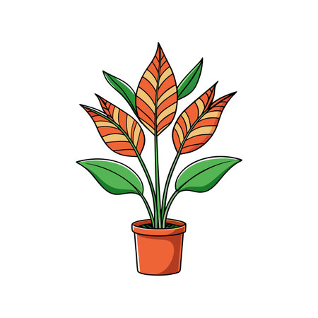 Unique Heliconia Houseplant Bold Outlineのイラスト素材