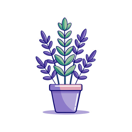 Lavender Plant Houseplant Bold Outline Designのイラスト素材