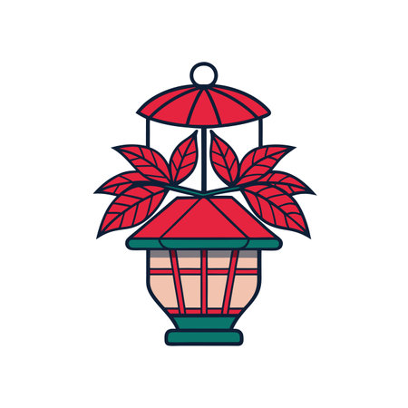 Charming Japanese Lantern Plant Design for Interiorsのイラスト素材
