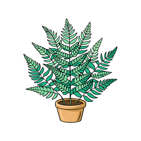 Hay Scented Fern Houseplant Bold Outline Designのイラスト素材