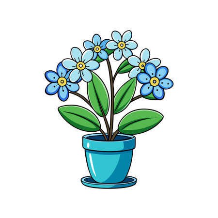 Unique Myosotis Houseplant Bold Outlineのイラスト素材