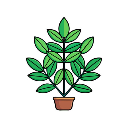 Unique Myrtle Leaf Houseplant Bold Outlineのイラスト素材