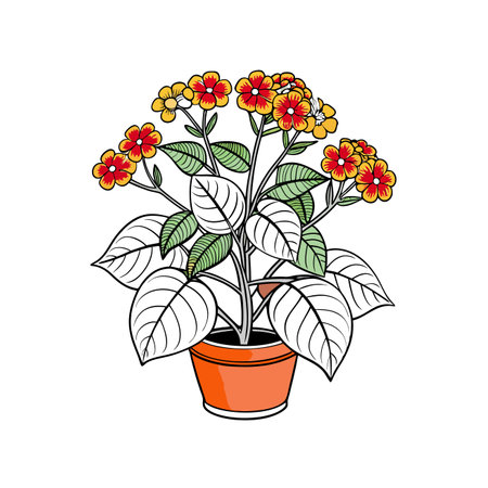 Stylish Trailing Lantana Houseplant Designのイラスト素材