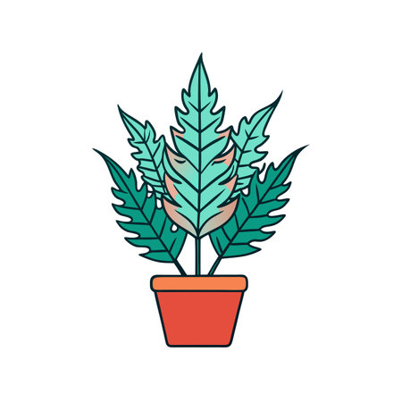 Artful Stag Horn Fern Houseplant Illustrationのイラスト素材