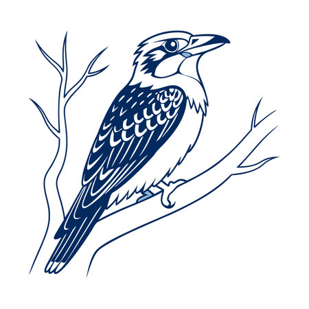 Stunning Blue-and-white Kingfisher Colorful Illustrationのイラスト素材