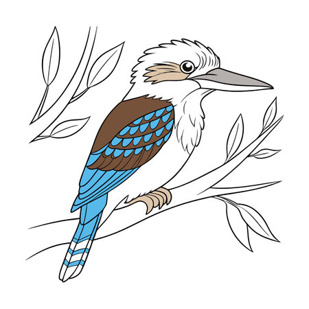 Stunning Blue-Winged Kookaburra Designのイラスト素材