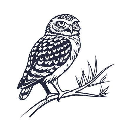 Vivid Burrowing Owl Bird Illustrationのイラスト素材