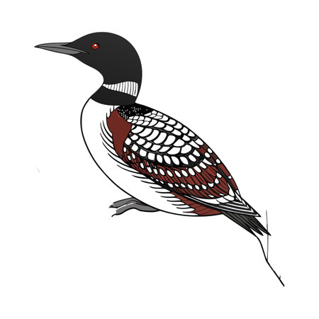 Realistic Common Loon Bird Illustrationのイラスト素材