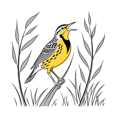 Eastern Meadowlark Bird Colorful Artworkのイラスト素材