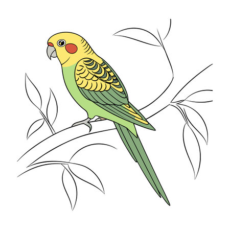 Vibrant Carolina Parakeet Bird Illustrationのイラスト素材