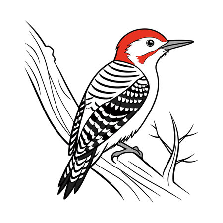 Red-Bellied Woodpecker Bird Realistic Artのイラスト素材
