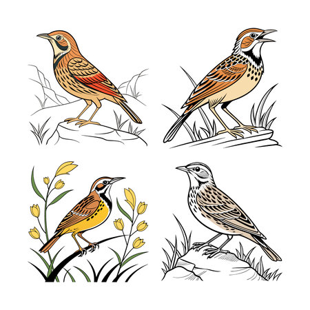 Cape Clapper Lark Bird Realistic Designのイラスト素材