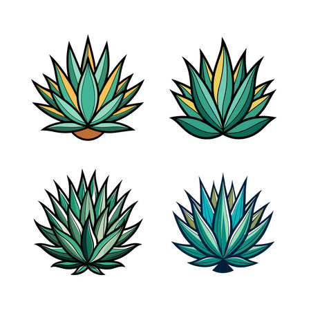 Bold Outline Agave Americana Houseplant Designのイラスト素材