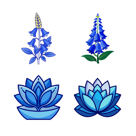 Charming Blue Foxglove Houseplant Illustrationのイラスト素材