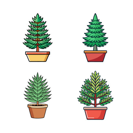 Vibrant Miniature Pine Tree Design for Decorのイラスト素材