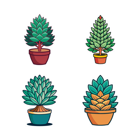 Charming Pinus Houseplant Illustrationのイラスト素材