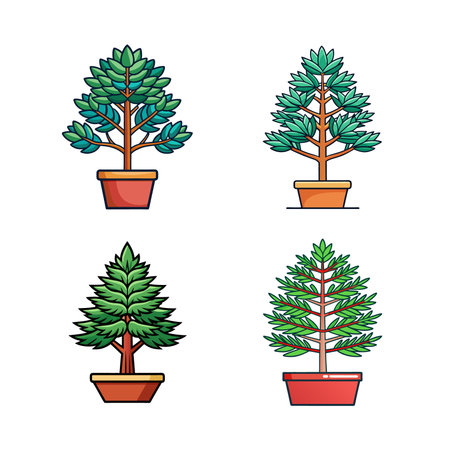 Ponderosa Pine Houseplant Bold Outline Artのイラスト素材