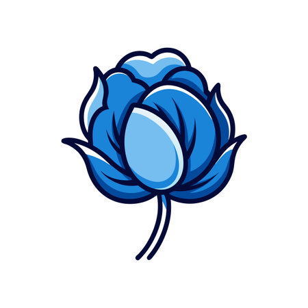 Vibrant Blue Cotton Flower Art Designのイラスト素材