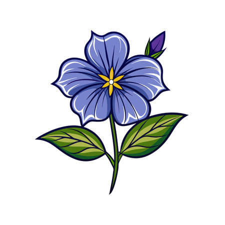 Delightful Lobelia Flower Illustration with Bold Outlineのイラスト素材