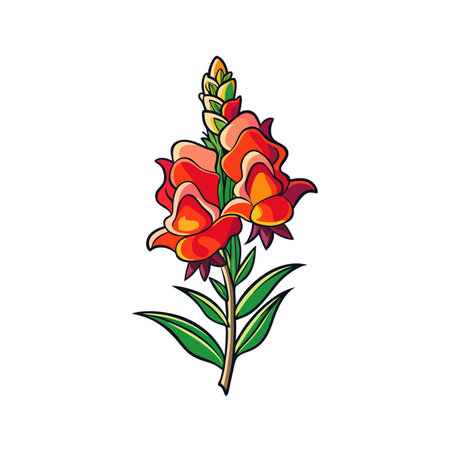 Snapdragon Flower Bold Outline Designのイラスト素材