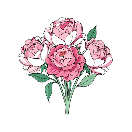 Charming Blushing Peonies Flower Bouquet Artのイラスト素材
