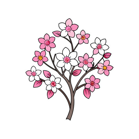 Vibrant Cherry Blossom Bouquet Illustrationのイラスト素材