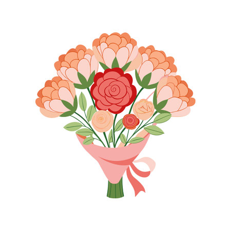 Gorgeous Coral Delight Bouquet Flower Artworkのイラスト素材