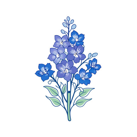 Beautiful Delphinium Bouquet of Flowersのイラスト素材