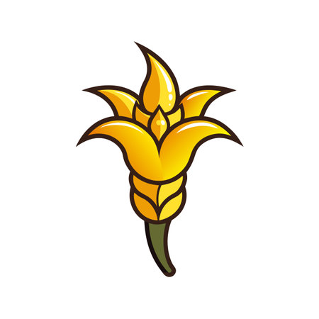 Elegant Yellow Antelope Horn Flower Illustration with Bold Outlineのイラスト素材