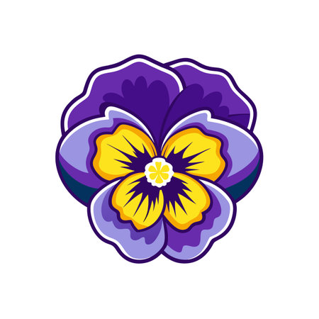 Unique Pansy Flower Illustration in Bold Styleのイラスト素材