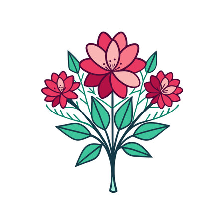 Vivid Grenadine Bouquet Flower Designのイラスト素材