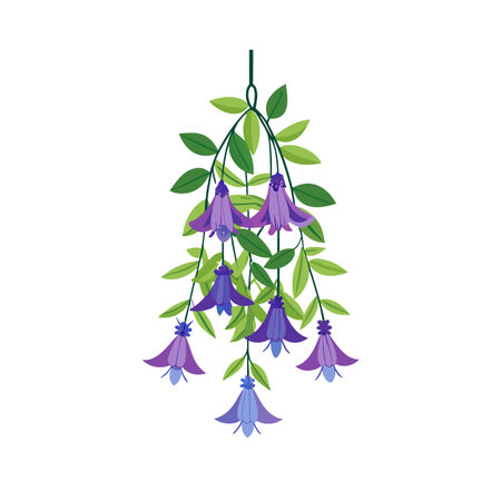 Lovely Hanging Lobelia Bouquet Flowers Illustrationのイラスト素材