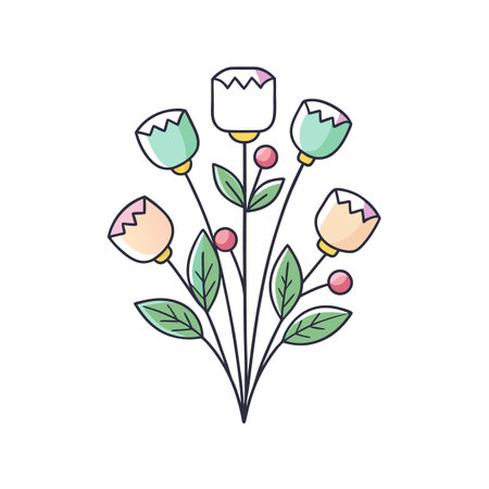 Charming Marshmallow Plant Bouquet Floral Designのイラスト素材