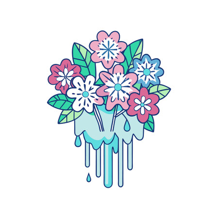 Charming Melting Snowflake Flowers Bouquetのイラスト素材
