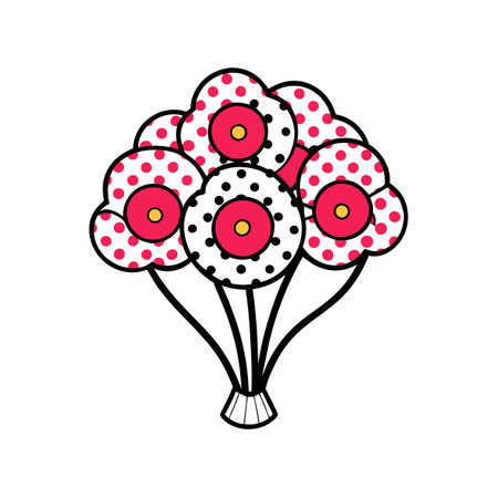 Lovely Polka Dot Flower Bouquet Floral Artのイラスト素材