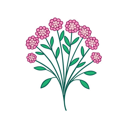 Lovely Sea Thrift Bouquet Stroke Outline Illustrationのイラスト素材