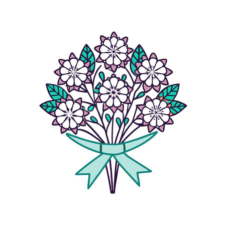Elegant Snowflake Bouquet with Stroke Outline Designのイラスト素材