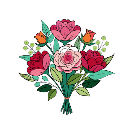 Vibrant Timeless Beauty Bouquet Floral Designのイラスト素材