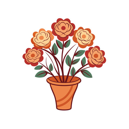 Charming Terracotta Bouquet Flower Designのイラスト素材