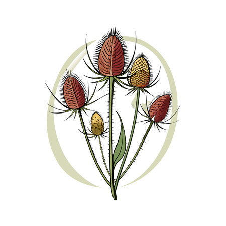 Charming Teasel Bouquet Floral Artworkのイラスト素材