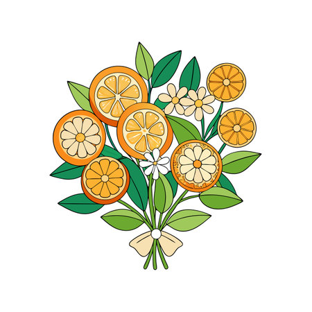 Lovely Zesty Citrus Bouquet Floral Artworkのイラスト素材