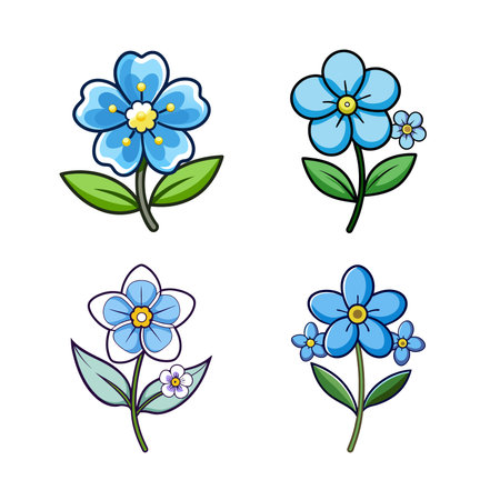 Elegant Forget-Me-Not Flower Artworkのイラスト素材