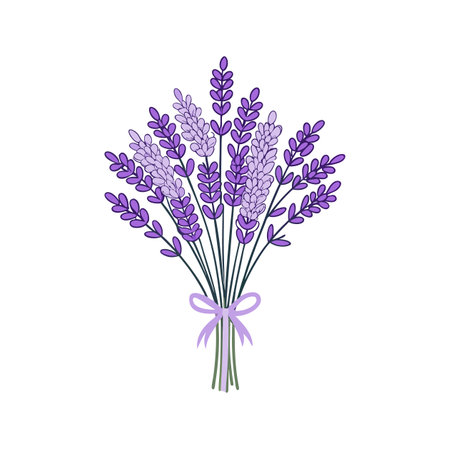 Charming Lush Lavender Bouquet Floral Artのイラスト素材